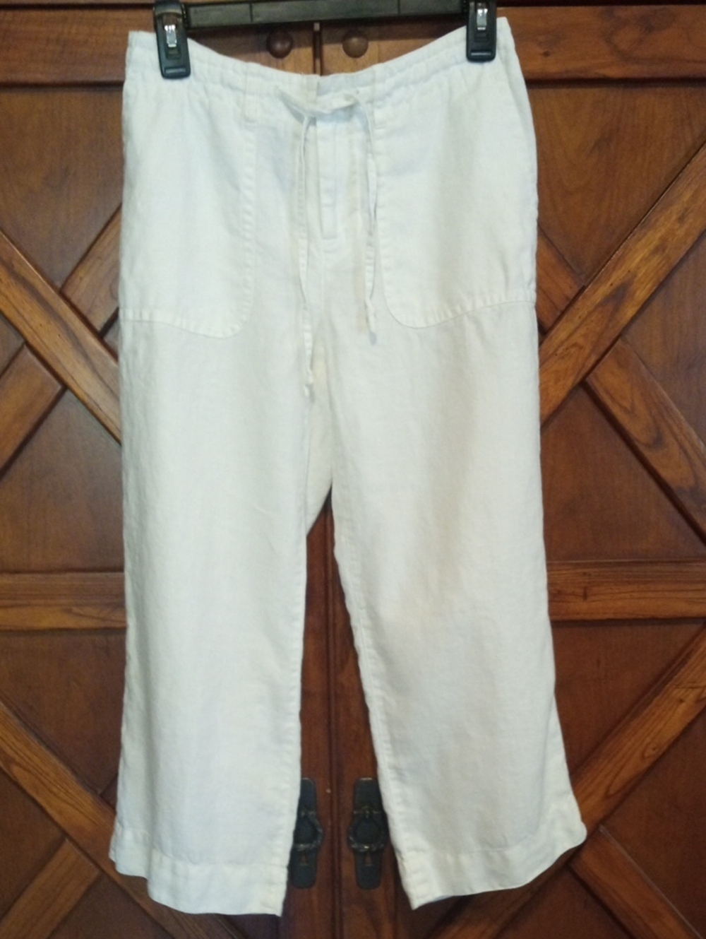 Liz Claiborne White Wide Leg Audra Linen Crop Pants